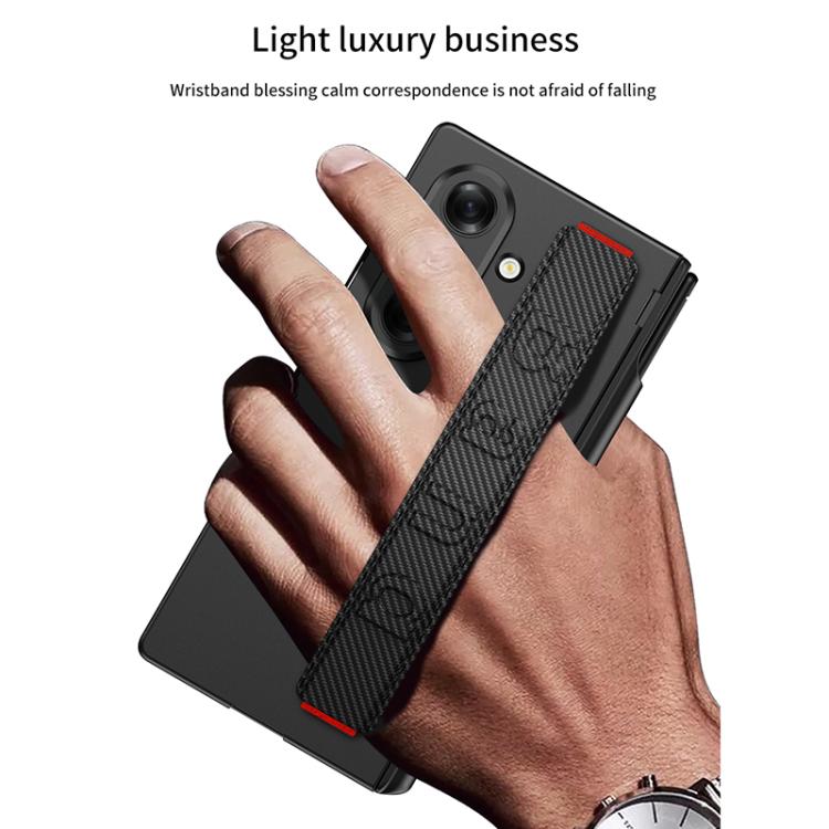For Samsung Galaxy Z Fold7 5G GKK Integrated Magnetic Folding Hinge Phone Case with Wrist Strap & Pen Holder