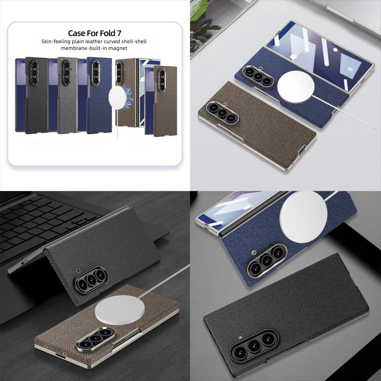 For Samsung Galaxy Z Fold7 5G GKK Skin Feel Curved Leather Nylon Magnetic Phone Case