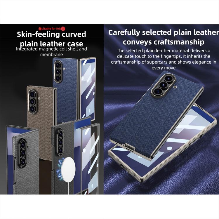 For Samsung Galaxy Z Fold7 5G GKK Skin Feel Curved Leather Nylon Magnetic Phone Case