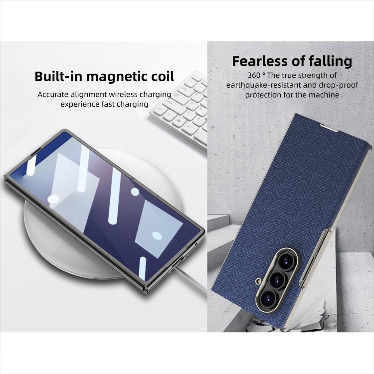 For Samsung Galaxy Z Fold7 5G GKK Skin Feel Curved Leather Nylon Magnetic Phone Case