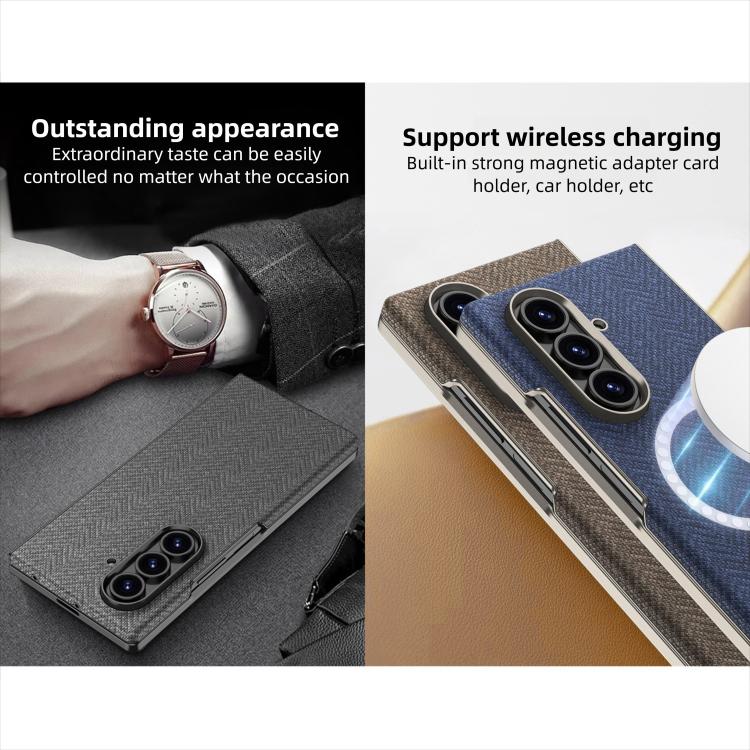 For Samsung Galaxy Z Fold7 5G GKK Skin Feel Curved Leather Nylon Magnetic Phone Case