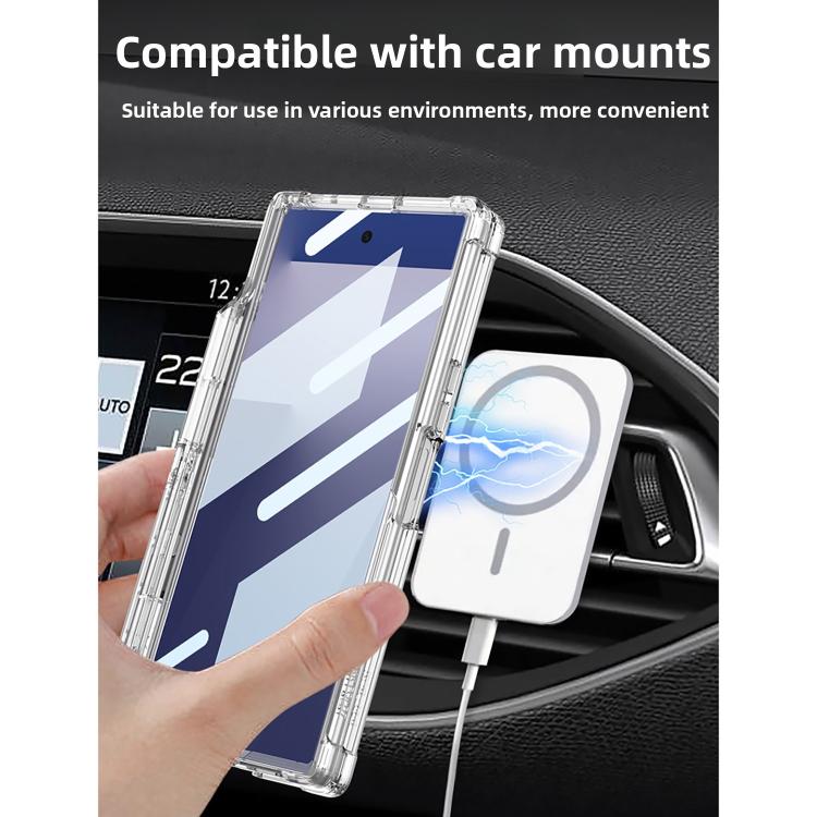 For Samsung Galaxy Z Fold7 5G GKK Integrated Airbag Hinge Full Coverage MagSafe Phone Case with Holder / Pen Box, Not Included Pen