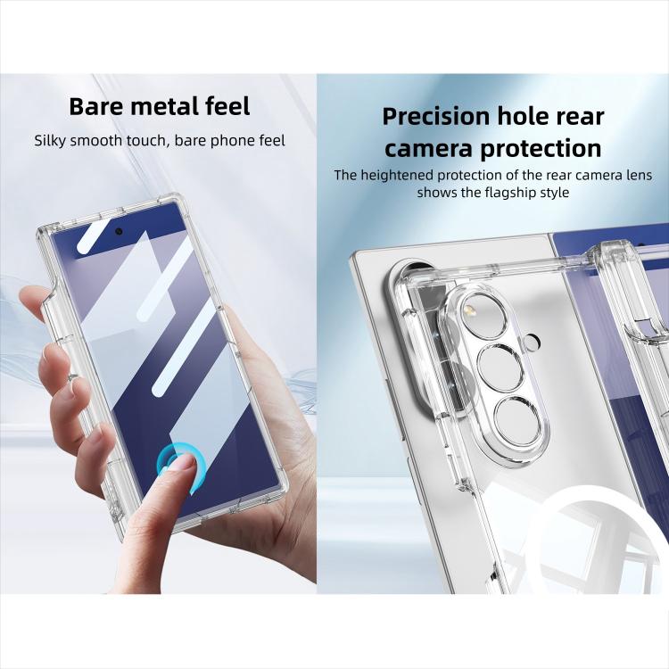 For Samsung Galaxy Z Fold7 5G GKK Integrated Airbag Hinge Full Coverage MagSafe Phone Case with Holder / Pen Box, Not Included Pen