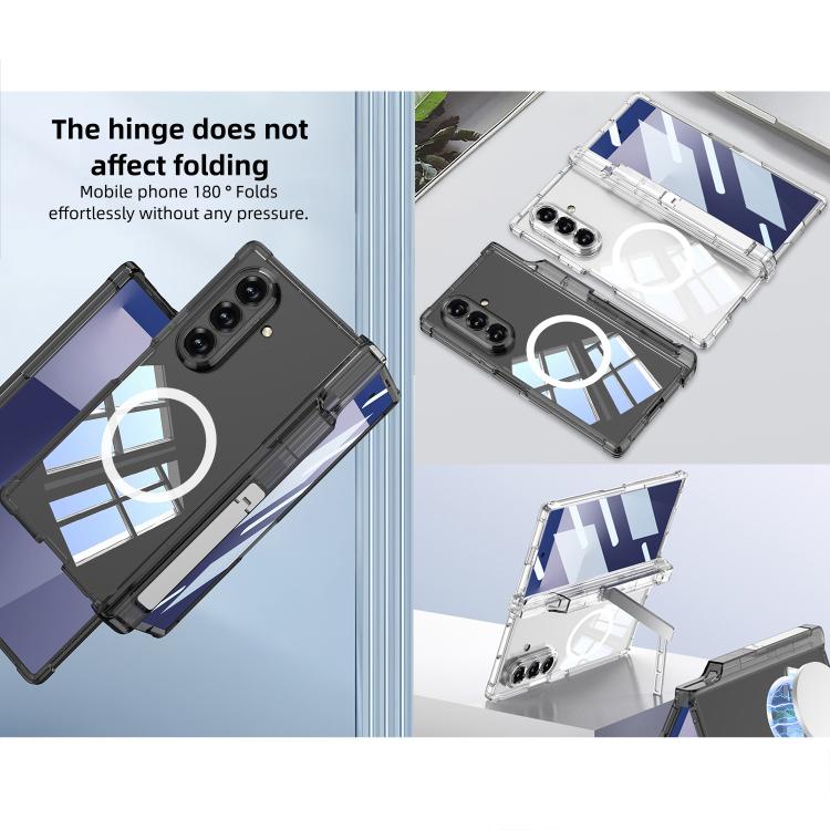 For Samsung Galaxy Z Fold7 5G GKK Integrated Airbag Hinge Full Coverage MagSafe Phone Case with Holder / Pen Box, Not Included Pen