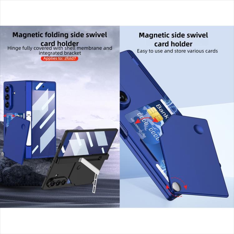 For Samsung Galaxy Z Fold7 5G GKK Integrated Magnetic Hinge Side Rotating Card Bag Holder Phone Case