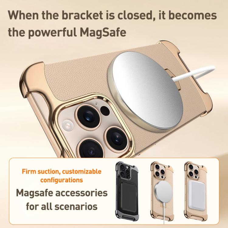 For iPhone 17 Pro Max Borderless MagSafe Ring Holder Plain Leather Phone Case