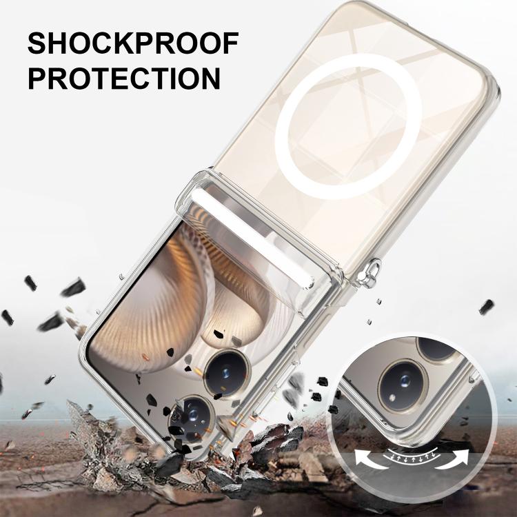 For Xiaomi Mix Flip 2 Scratchproof PC Magnetic Shaft MagSafe Phone Case - Transparent