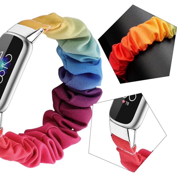 xDfind Polyester Elastic Wreath Watch Band For Fitbit Luxe, Size:L