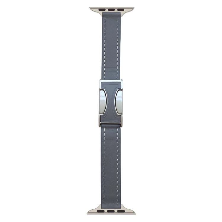For Apple Watch 42mm / 41mm / 40mm / 38mm Magnetic Buckle 14mm Plain Genuine Leather Watch Band