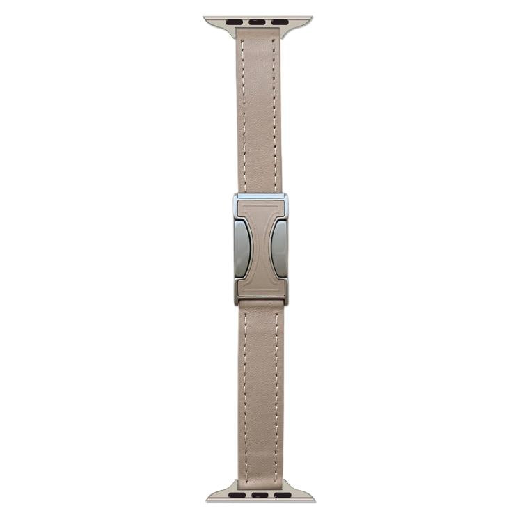 For Apple Watch 42mm / 41mm / 40mm / 38mm Magnetic Buckle 14mm Plain Genuine Leather Watch Band