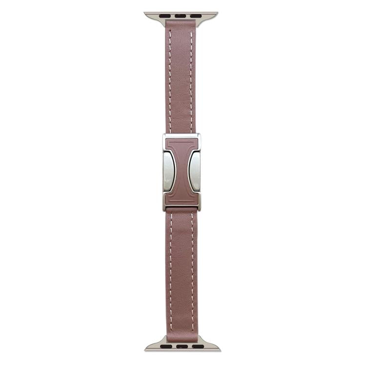 For Apple Watch 42mm / 41mm / 40mm / 38mm Magnetic Buckle 14mm Plain Genuine Leather Watch Band