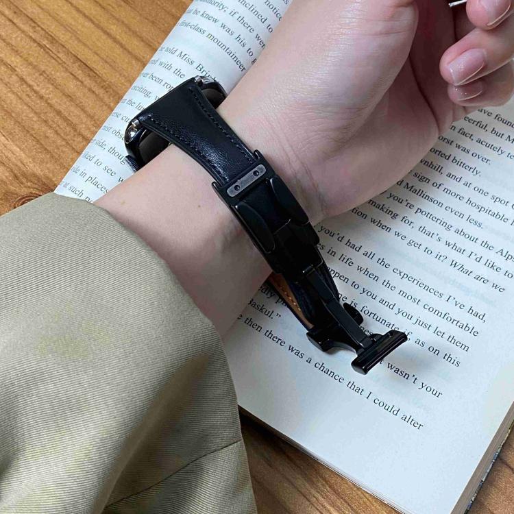 For Apple Watch 42mm / 41mm / 40mm / 38mm Magnetic Buckle Small Waist Plain Genuine Leather Watch Band