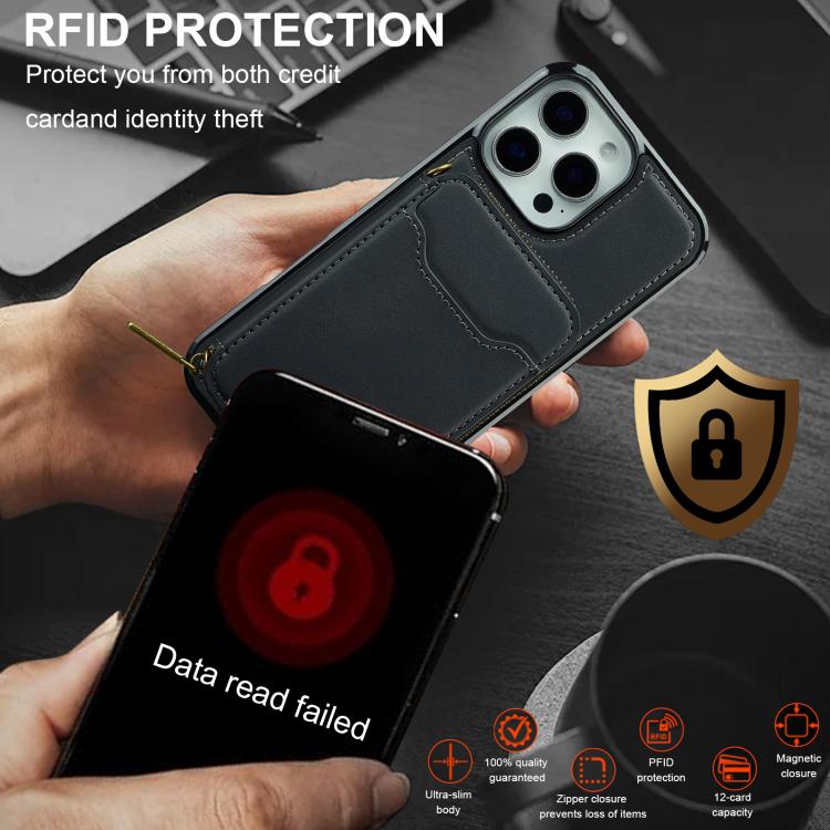 For iPhone 16 Pro Max LC.IMEEKE L6 Series Zipper Card Bag MagSafe Magnetic Phone Case