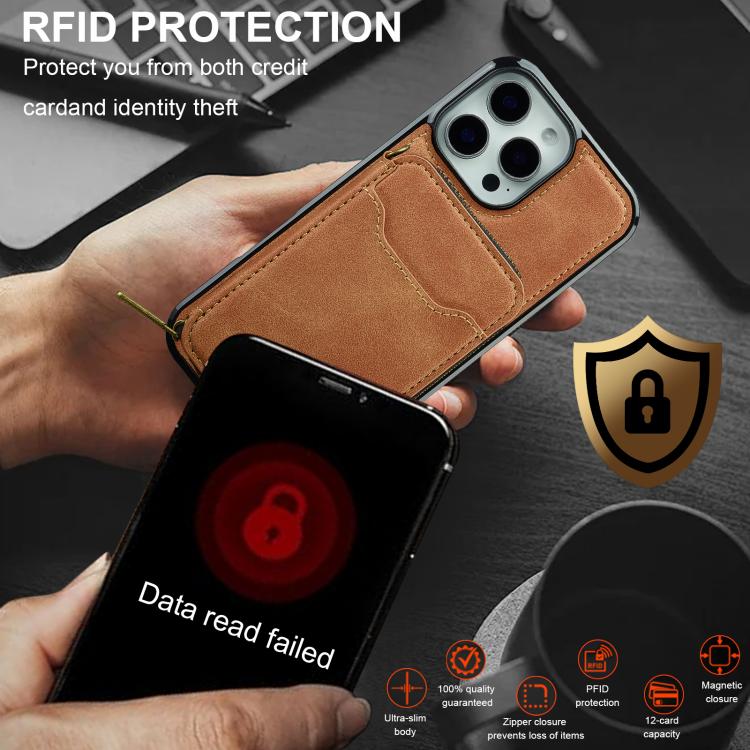 For iPhone 16 Pro Max LC.IMEEKE L6 Series Zipper Card Bag MagSafe Magnetic Phone Case
