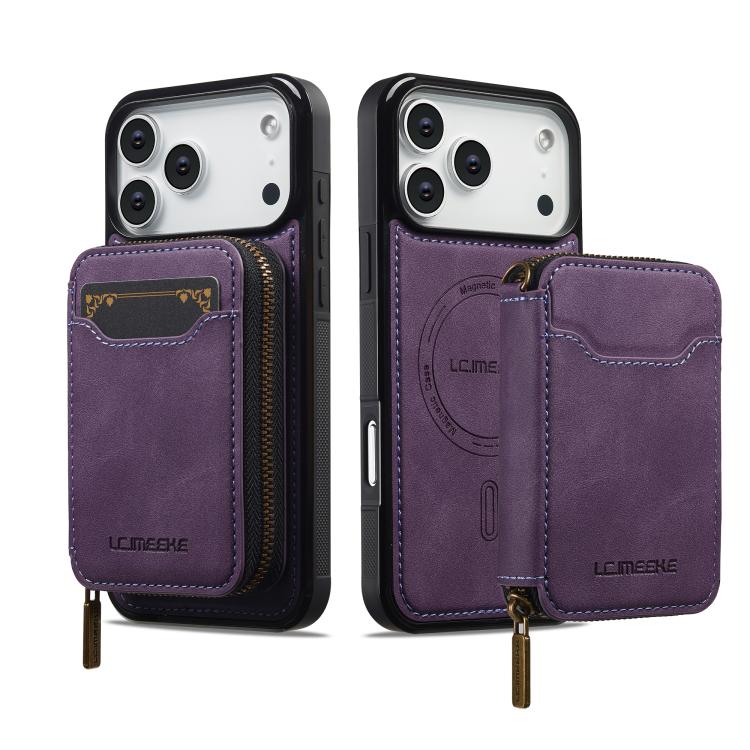 For iPhone 17 Pro Max LC.IMEEKE L6 Series Zipper Card Bag MagSafe Magnetic Phone Case