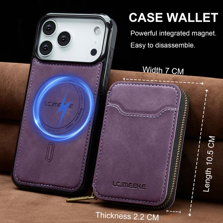 For iPhone 17 Pro Max LC.IMEEKE L6 Series Zipper Card Bag MagSafe Magnetic Phone Case