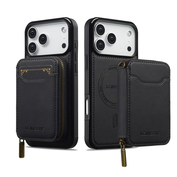 For iPhone 17 Pro Max LC.IMEEKE L6 Series Zipper Card Bag MagSafe Magnetic Phone Case