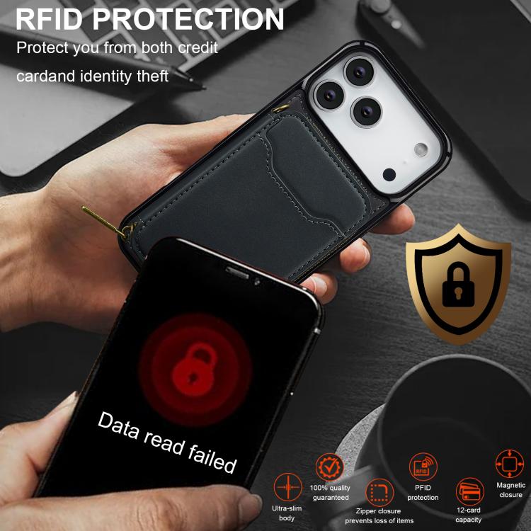 For iPhone 17 Pro Max LC.IMEEKE L6 Series Zipper Card Bag MagSafe Magnetic Phone Case