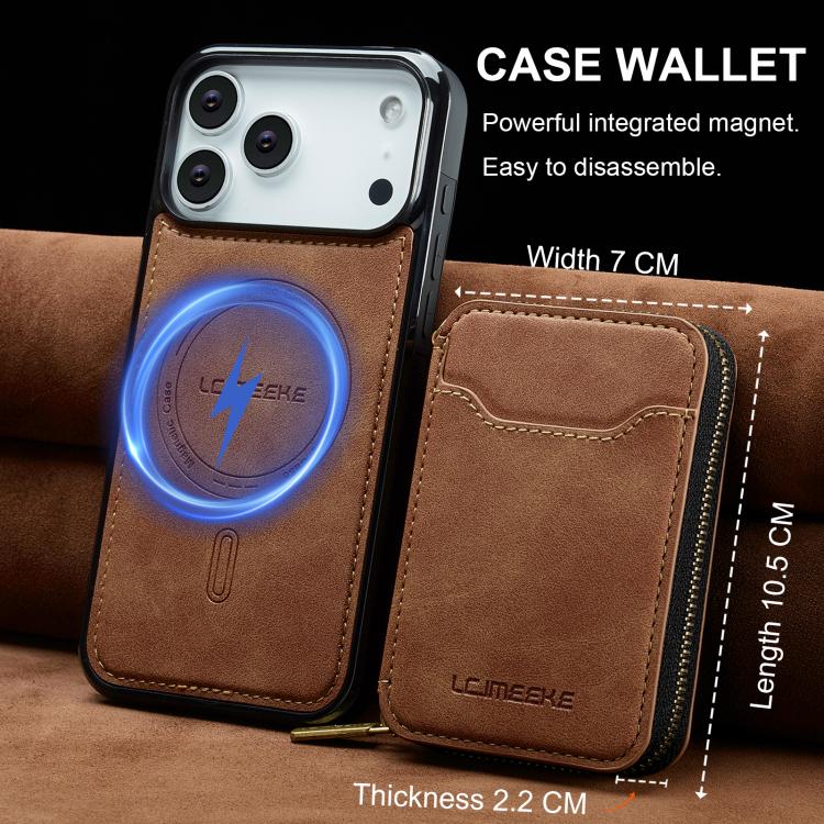 For iPhone 17 Pro Max LC.IMEEKE L6 Series Zipper Card Bag MagSafe Magnetic Phone Case