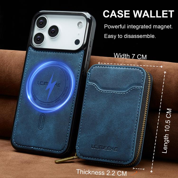 For iPhone 17 Pro Max LC.IMEEKE L6 Series Zipper Card Bag MagSafe Magnetic Phone Case