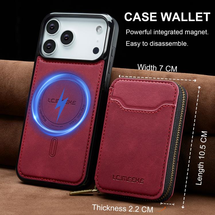 For iPhone 17 Pro Max LC.IMEEKE L6 Series Zipper Card Bag MagSafe Magnetic Phone Case