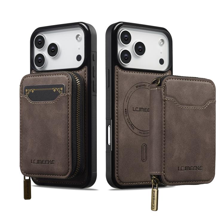 For iPhone 17 Pro Max LC.IMEEKE L6 Series Zipper Card Bag MagSafe Magnetic Phone Case