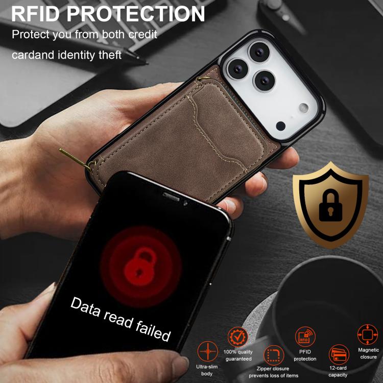 For iPhone 17 Pro Max LC.IMEEKE L6 Series Zipper Card Bag MagSafe Magnetic Phone Case
