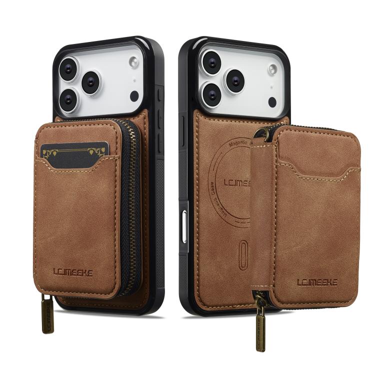 For iPhone 17 Pro LC.IMEEKE L6 Series Zipper Card Bag MagSafe Magnetic Phone Case