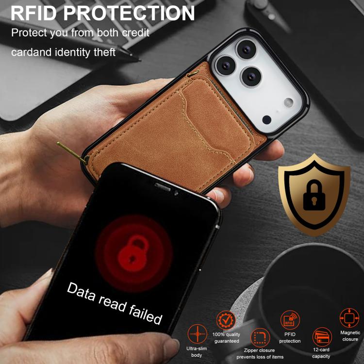 For iPhone 17 Pro LC.IMEEKE L6 Series Zipper Card Bag MagSafe Magnetic Phone Case