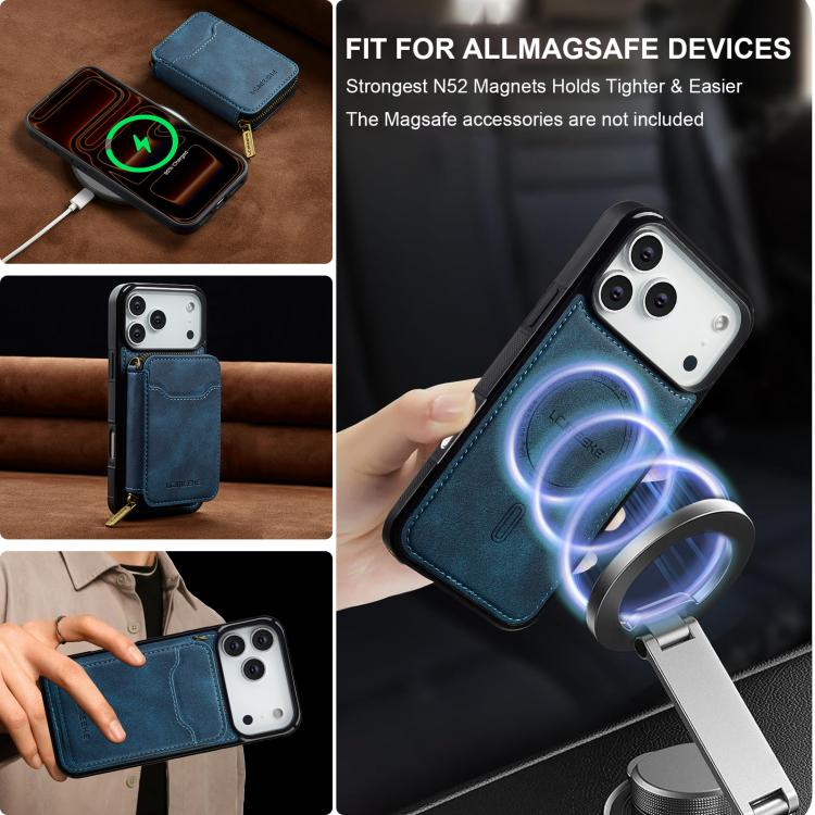 For iPhone 17 Pro LC.IMEEKE L6 Series Zipper Card Bag MagSafe Magnetic Phone Case