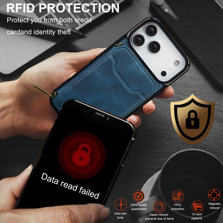 For iPhone 17 Pro LC.IMEEKE L6 Series Zipper Card Bag MagSafe Magnetic Phone Case
