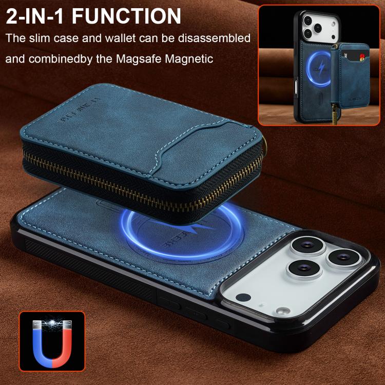 For iPhone 17 Pro LC.IMEEKE L6 Series Zipper Card Bag MagSafe Magnetic Phone Case