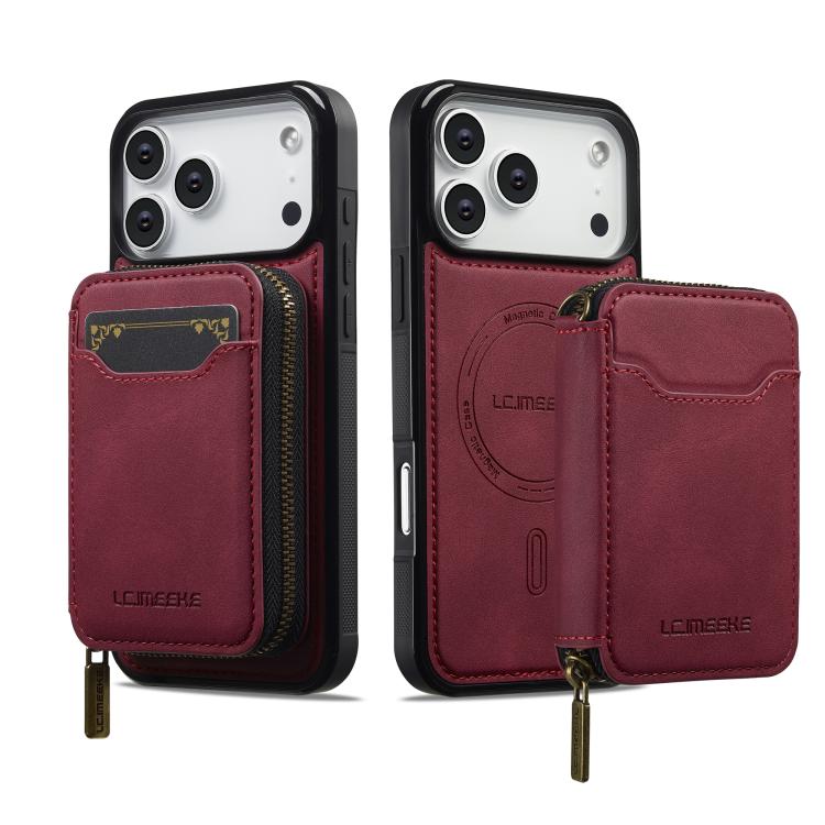 For iPhone 17 Pro LC.IMEEKE L6 Series Zipper Card Bag MagSafe Magnetic Phone Case