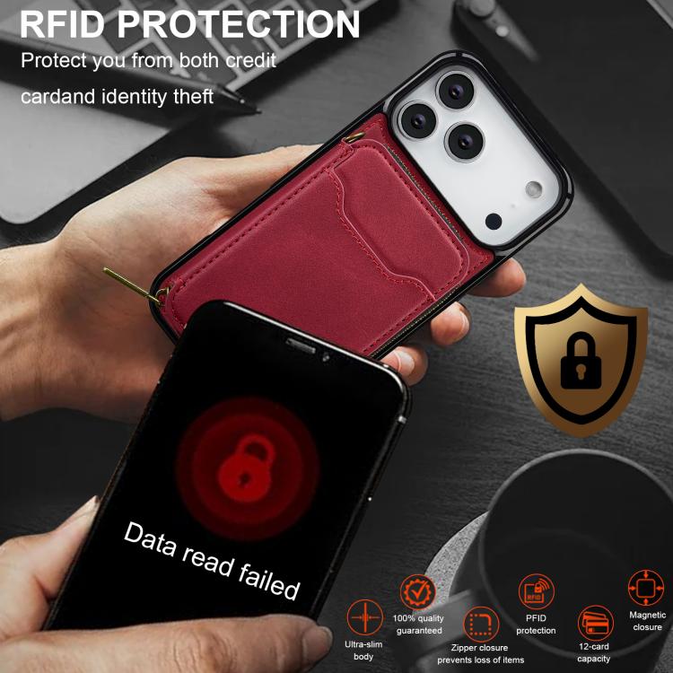 For iPhone 17 Pro LC.IMEEKE L6 Series Zipper Card Bag MagSafe Magnetic Phone Case