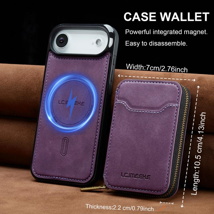 For iPhone Air LC.IMEEKE L6 Series Zipper Card Bag MagSafe Magnetic Phone Case