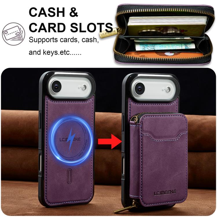 For iPhone Air LC.IMEEKE L6 Series Zipper Card Bag MagSafe Magnetic Phone Case
