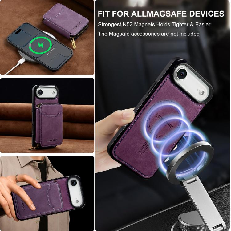 For iPhone Air LC.IMEEKE L6 Series Zipper Card Bag MagSafe Magnetic Phone Case