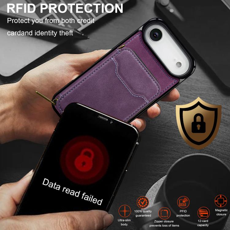For iPhone Air LC.IMEEKE L6 Series Zipper Card Bag MagSafe Magnetic Phone Case