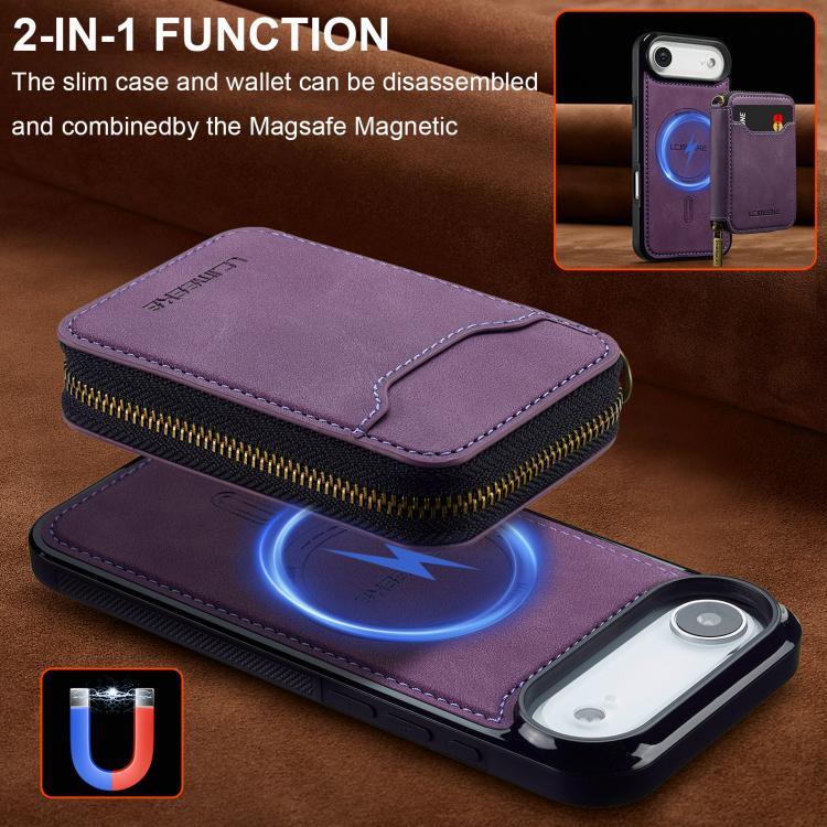 For iPhone Air LC.IMEEKE L6 Series Zipper Card Bag MagSafe Magnetic Phone Case