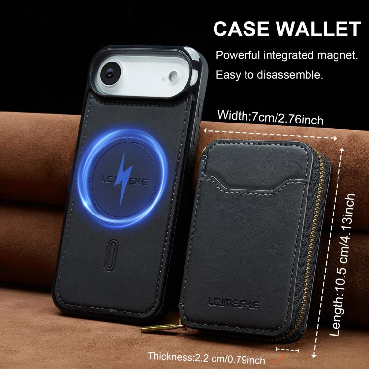 For iPhone Air LC.IMEEKE L6 Series Zipper Card Bag MagSafe Magnetic Phone Case
