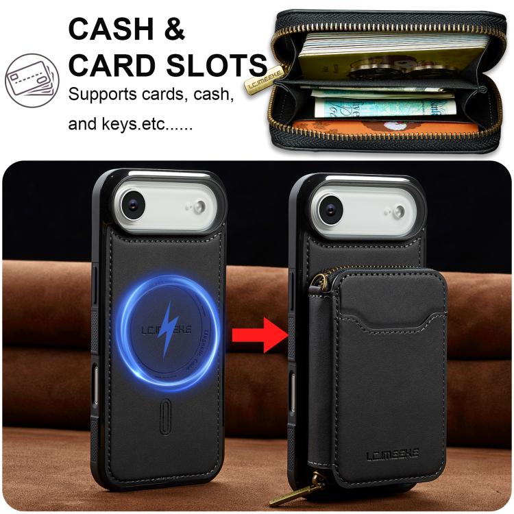 For iPhone Air LC.IMEEKE L6 Series Zipper Card Bag MagSafe Magnetic Phone Case