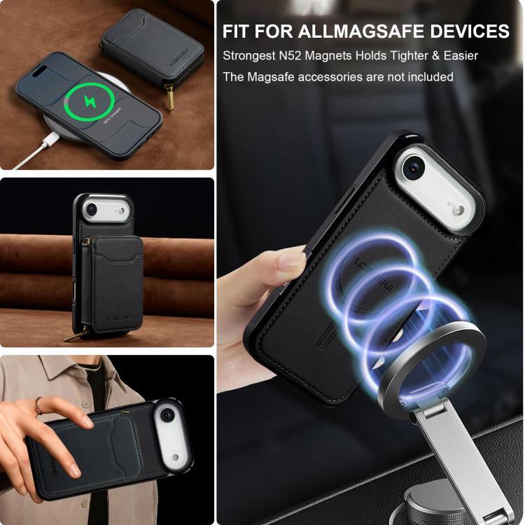 For iPhone Air LC.IMEEKE L6 Series Zipper Card Bag MagSafe Magnetic Phone Case
