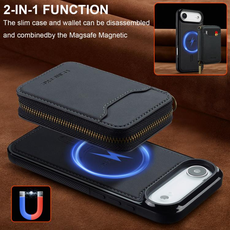 For iPhone Air LC.IMEEKE L6 Series Zipper Card Bag MagSafe Magnetic Phone Case