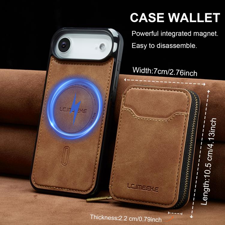 For iPhone Air LC.IMEEKE L6 Series Zipper Card Bag MagSafe Magnetic Phone Case