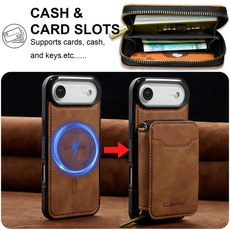 For iPhone Air LC.IMEEKE L6 Series Zipper Card Bag MagSafe Magnetic Phone Case