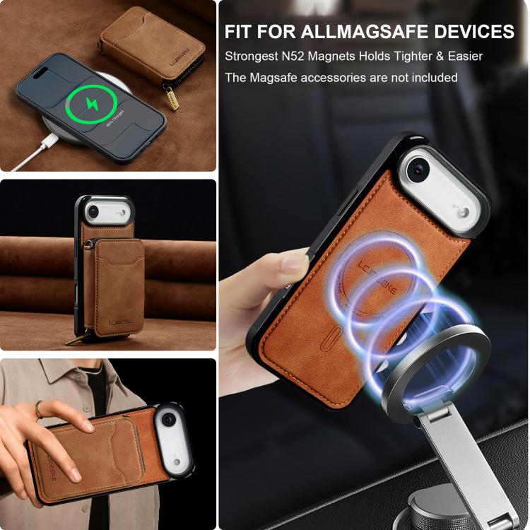 For iPhone Air LC.IMEEKE L6 Series Zipper Card Bag MagSafe Magnetic Phone Case