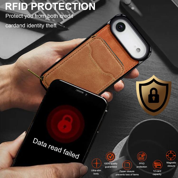 For iPhone Air LC.IMEEKE L6 Series Zipper Card Bag MagSafe Magnetic Phone Case