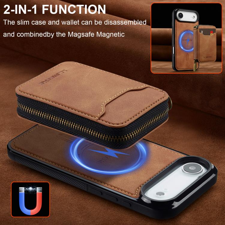 For iPhone Air LC.IMEEKE L6 Series Zipper Card Bag MagSafe Magnetic Phone Case