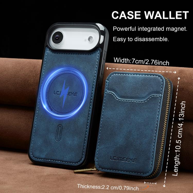 For iPhone Air LC.IMEEKE L6 Series Zipper Card Bag MagSafe Magnetic Phone Case