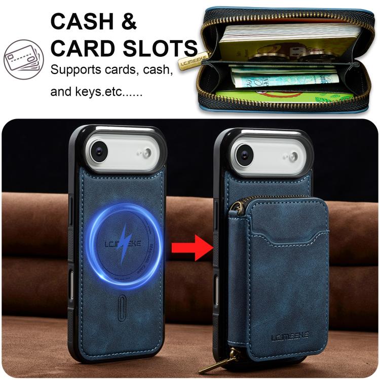 For iPhone Air LC.IMEEKE L6 Series Zipper Card Bag MagSafe Magnetic Phone Case